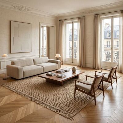 THE DECO FACTORY Tapis damier en jute naturel artisanal reliefs beige 160x230 - style bohème Beige - Publicité THE DECO FACTORY Tapis damier en jute naturel artisanal reliefs beige 160x230 - style bohème Beige - Publicité