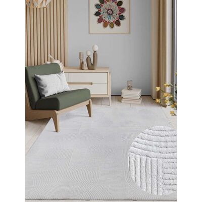 THE CARPET Stilo Blanc - Tapis 160x220 cm - Style Moderne - Publicité THE CARPET Stilo Blanc - Tapis 160x220 cm - Style Moderne - Publicité