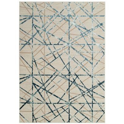 Tapiso Crystal Tapis Poils Courts Moderne Beige Bleu Motif Lignes Effet 3D Brillant Doux Tapis Salon Chambre OEKO-TEX 250x350 Beige - Publicité Tapiso Crystal Tapis Poils Courts Moderne Beige Bleu Motif Lignes Effet 3D Brillant Doux Tapis Salon Chambre OEKO-TEX 250x350 Beige - Publicité