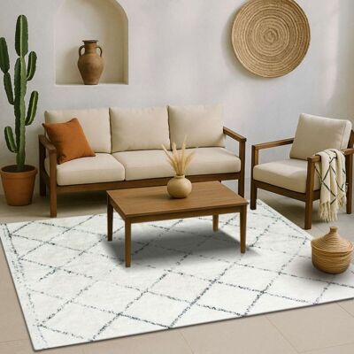 Tapis de salon en coton COTTON BERBERE de The Deco Factory - 160 x 230 cm - Écru naturel - Motif diamant - Tapis - Publicité Tapis de salon en coton COTTON BERBERE de The Deco Factory - 160 x 230 cm - Écru naturel - Motif diamant - Tapis - Publicité