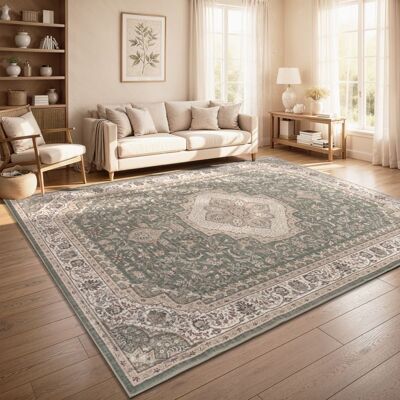 Paco Home Tapis Vintage Boho Moderne Salon Ras Court Lavable Antiderapant Vert Beige Vert 80x150 cm - Publicité Paco Home Tapis Vintage Boho Moderne Salon Ras Court Lavable Antiderapant Vert Beige Vert 80x150 cm - Publicité