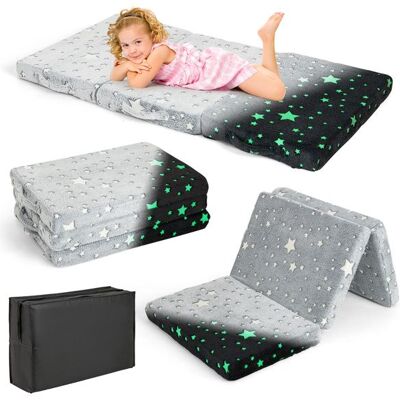 COSTWAY Tapis de Sieste Pliable en 3 Parties pour Enfants Matelas de Sol Phosphorescent avec Sac de Rangement Housse Amovible - Publicité COSTWAY Tapis de Sieste Pliable en 3 Parties pour Enfants Matelas de Sol Phosphorescent avec Sac de Rangement Housse Amovible - Publicité