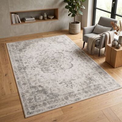 Carpetsale24 Tapis Lavable Beige 120x170 cm Salon Chambre Enfant Vintage Design Oriental Poils Courts Lavable en Machine Beige - Publicité Carpetsale24 Tapis Lavable Beige 120x170 cm Salon Chambre Enfant Vintage Design Oriental Poils Courts Lavable en Machine Beige - Publicité