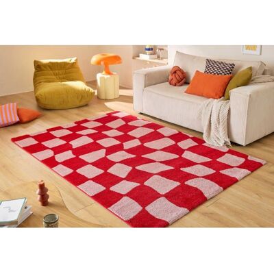 Tapis vintage année 70 à motif graphique - NAZAR RUGS - GROOVY - Rouge - 80x150 cm Rouge - Publicité Tapis vintage année 70 à motif graphique - NAZAR RUGS - GROOVY - Rouge - 80x150 cm Rouge - Publicité