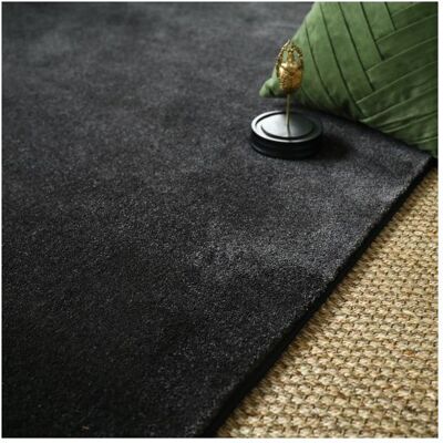 DECOWEB Tapis doux - Hypnose noir velours - Galon noir - 160 x 230 cm Blanc - Publicité DECOWEB Tapis doux - Hypnose noir velours - Galon noir - 160 x 230 cm Blanc - Publicité