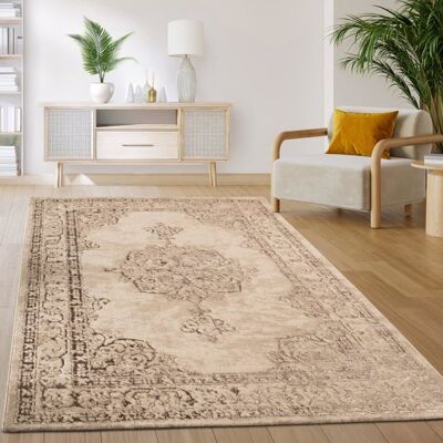 Tapis salon oriental - Paco Home - 160x220 cm - Beige foncé - Motif moderne abstrait - Style oriental - Tissé plat Beige - Publicité Tapis salon oriental - Paco Home - 160x220 cm - Beige foncé - Motif moderne abstrait - Style oriental - Tissé plat Beige - Publicité