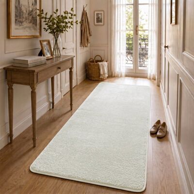 VOUNOT® Tapis de salon poils ras doux antiderapant 80x200cm uni crème Blanc - Publicité VOUNOT® Tapis de salon poils ras doux antiderapant 80x200cm uni crème Blanc - Publicité