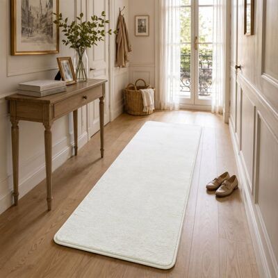 VOUNOT® Tapis de salon poils ras doux antiderapant 60x180cm uni crème Blanc - Publicité VOUNOT® Tapis de salon poils ras doux antiderapant 60x180cm uni crème Blanc - Publicité
