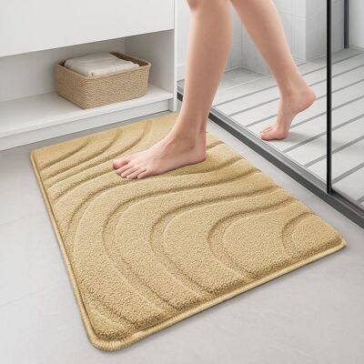 VOUNOT® Tapis de bain antidérapant en microfibre motif ondulé 50x80cm beige - Très doux et absorbant - Lavable en machine Beige - Publicité VOUNOT® Tapis de bain antidérapant en microfibre motif ondulé 50x80cm beige - Très doux et absorbant - Lavable en machine Beige - Publicité