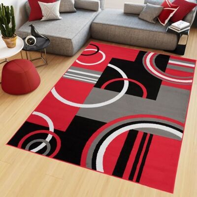 TAPISO Tapis Salon Poil Court Maya Rouge Gris Noir Géométrique Polypropylène Intérieur 120x170 cm Rouge - Publicité TAPISO Tapis Salon Poil Court Maya Rouge Gris Noir Géométrique Polypropylène Intérieur 120x170 cm Rouge - Publicité
