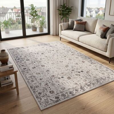 Carpetsale24 Tapis Lavable Crème 120x170 cm Salon Chambre Enfant Vintage Design Oriental Teinte Douce Déco Maison Moderne Blanc - Publicité Carpetsale24 Tapis Lavable Crème 120x170 cm Salon Chambre Enfant Vintage Design Oriental Teinte Douce Déco Maison Moderne Blanc - Publicité