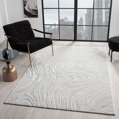 Tapis salon - VIMODA - D336 - Vagues 3D - Gris - 80x150 cm - Anti-dérapant Gris - Publicité Tapis salon - VIMODA - D336 - Vagues 3D - Gris - 80x150 cm - Anti-dérapant Gris - Publicité
