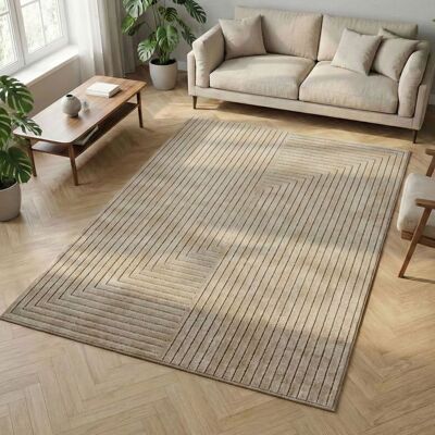 Carpetsale24 Tapis dExtérieur/Intérieur motif scandinave en Beige 240x340 cm effet 3D - doux salon chambre cuisine terrasse Beige - Publicité Carpetsale24 Tapis dExtérieur/Intérieur motif scandinave en Beige 240x340 cm effet 3D - doux salon chambre cuisine terrasse Beige - Publicité