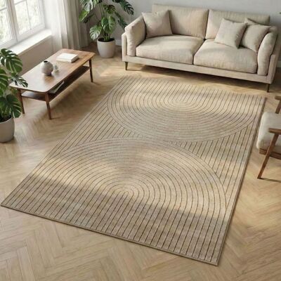 Carpetsale24 tapis salon 140x200 cm beige poils courts effet 3D style nordique boho chambre balcon terrasse intérieur extérieur Beige - Publicité Carpetsale24 tapis salon 140x200 cm beige poils courts effet 3D style nordique boho chambre balcon terrasse intérieur extérieur Beige - Publicité