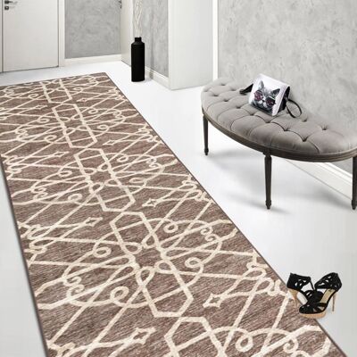 KARAT Tapis Ornement Vintage Oriental Navelli Marron 80 x 300 cm Marron - Publicité KARAT Tapis Ornement Vintage Oriental Navelli Marron 80 x 300 cm Marron - Publicité