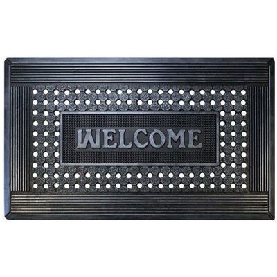 IDMAT Tapis grattant extérieur - ID Home - Mercure - 45 x 75 cm - Caoutchouc recyclé - Welcome Gris - Publicité IDMAT Tapis grattant extérieur - ID Home - Mercure - 45 x 75 cm - Caoutchouc recyclé - Welcome Gris - Publicité