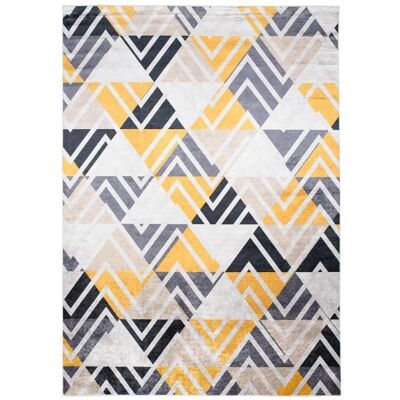 TAPISO Tapis Salon Poil Court TOSCANA Jaune Gris Beige Triangles Zigzag Polyester Intérieur 160x230 cm - Publicité TAPISO Tapis Salon Poil Court TOSCANA Jaune Gris Beige Triangles Zigzag Polyester Intérieur 160x230 cm - Publicité