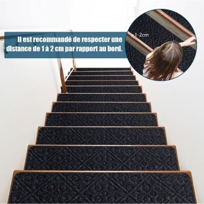 15 Pcs Tapis dEscalier Autocollants 76x20CM COSTWAY Marchettes Escalier en Tissu Polyester Antidérapant-pour Marches en Bois Noir Noir - Publicité 15 Pcs Tapis dEscalier Autocollants 76x20CM COSTWAY Marchettes Escalier en Tissu Polyester Antidérapant-pour Marches en Bois Noir Noir - Publicité