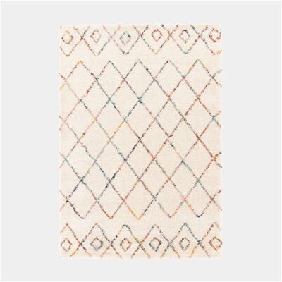 DECOWEB Tapis motif berbère - Ouna - Écru et losanges multicolore - 120 x 170 cm - Publicité DECOWEB Tapis motif berbère - Ouna - Écru et losanges multicolore - 120 x 170 cm - Publicité