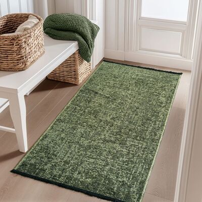 Carpetsale24 Tapis Runner en Coton Chenille Vert 80x150 cm Lavable Antidérapant et Doux Pour Salon Chambre & Couloir Vert - Publicité Carpetsale24 Tapis Runner en Coton Chenille Vert 80x150 cm Lavable Antidérapant et Doux Pour Salon Chambre & Couloir Vert - Publicité