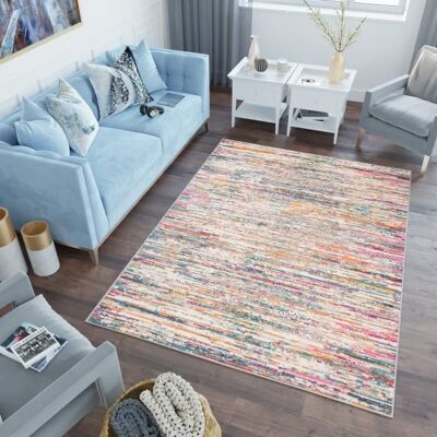 TAPISO Tapis Salon Poils Ras LAZUR Crème Multicolore Abstrait Polypropylène Intérieur 300x400 cm Bleu - Publicité TAPISO Tapis Salon Poils Ras LAZUR Crème Multicolore Abstrait Polypropylène Intérieur 300x400 cm Bleu - Publicité