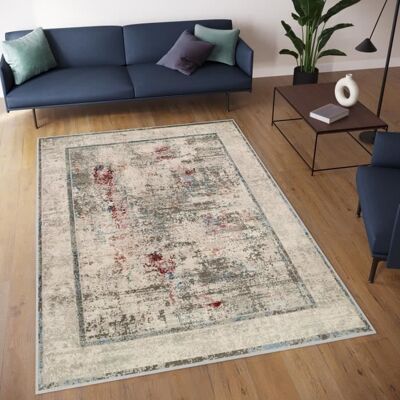 TAPISO Tapis de salon RETRO Poil Court Classique Gris Bleu Brun Rouille Vintage Résistant 140x200 cm - Publicité TAPISO Tapis de salon RETRO Poil Court Classique Gris Bleu Brun Rouille Vintage Résistant 140x200 cm - Publicité
