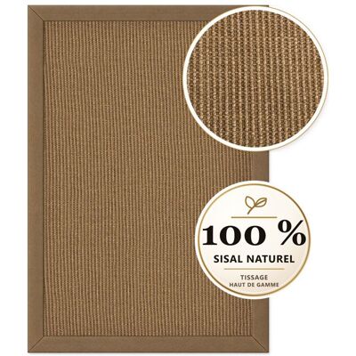 KARAT Tapis en sisal Goa Tapis naturel en 100 % sisal avec bordure en tissu Taupe 120 x 180 cm Marron - Publicité KARAT Tapis en sisal Goa Tapis naturel en 100 % sisal avec bordure en tissu Taupe 120 x 180 cm Marron - Publicité
