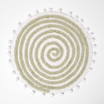 Tapis de bain en coton vert HOMESCAPES avec bordures pompon - Tapis de bain - Publicité Tapis de bain en coton vert HOMESCAPES avec bordures pompon - Tapis de bain - Publicité