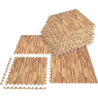 12 Pcs Tapis de Protection Sol Puzzle en Mousse EVA Carrées Emboîtables 61 x 61 cm COSTWAY-Grain de Bois-Bordures Antidérapant Blanc - Publicité 12 Pcs Tapis de Protection Sol Puzzle en Mousse EVA Carrées Emboîtables 61 x 61 cm COSTWAY-Grain de Bois-Bordures Antidérapant Blanc - Publicité