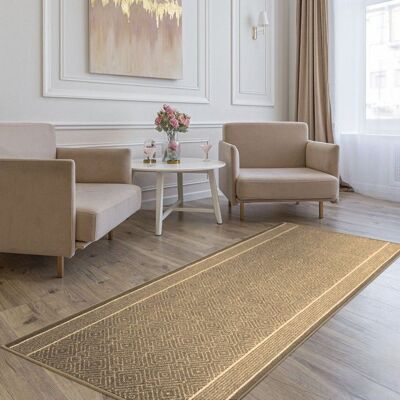 FLOORDIREKT Tapis sur mesure Olymp Tapis d’intérieur Motif losanges Beige 80 x 350 cm Beige - Publicité FLOORDIREKT Tapis sur mesure Olymp Tapis d’intérieur Motif losanges Beige 80 x 350 cm Beige - Publicité