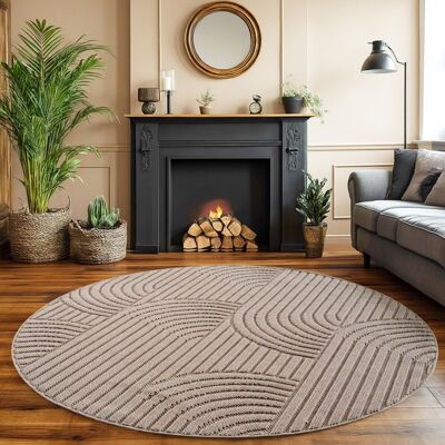 SIMPEX Tapis Salon Rond 160 cm Beige Design Bohème Bouclé Boucles Style Résistant Facile à Nettoyer Grand Tapis Chambre Beige - Publicité SIMPEX Tapis Salon Rond 160 cm Beige Design Bohème Bouclé Boucles Style Résistant Facile à Nettoyer Grand Tapis Chambre Beige - Publicité