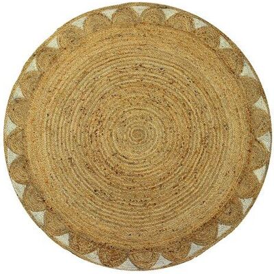 VENTE-UNIQUE Tapis rond forme fleur 100% jute - D. 150 cm - Naturel - INDIRA Beige - Publicité VENTE-UNIQUE Tapis rond forme fleur 100% jute - D. 150 cm - Naturel - INDIRA Beige - Publicité