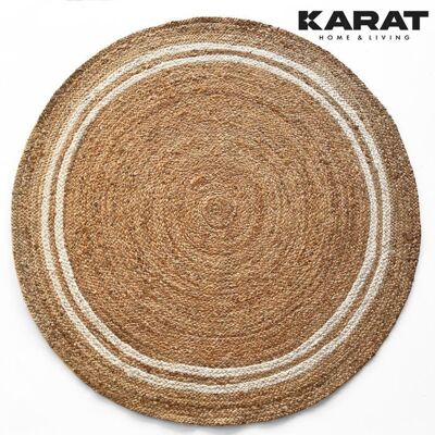 KARAT Tapis de jute Mumbai Rond Tissé à la main En fibres naturelles 90 x 90 cm Marron - Publicité KARAT Tapis de jute Mumbai Rond Tissé à la main En fibres naturelles 90 x 90 cm Marron - Publicité