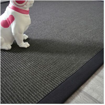 DECOWEB Tapis sisal Yucatan anthracite - Ganse coton noire - 140 x 200 cm Noir - Publicité DECOWEB Tapis sisal Yucatan anthracite - Ganse coton noire - 140 x 200 cm Noir - Publicité