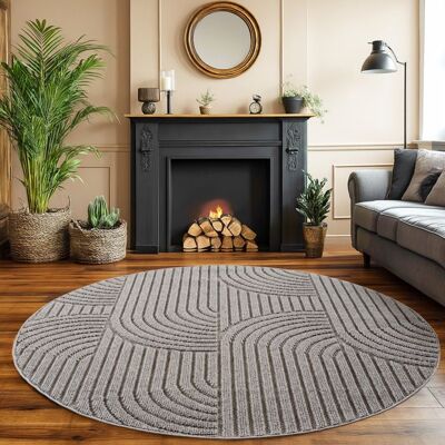 SIMPEX Tapis Salon Rond 160 cm Gris Design Bohème Bouclé Boucles Style Résistant Facile à Nettoyer Grand Tapis Chambre Gris - Publicité SIMPEX Tapis Salon Rond 160 cm Gris Design Bohème Bouclé Boucles Style Résistant Facile à Nettoyer Grand Tapis Chambre Gris - Publicité