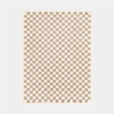 DECOWEB Tapis damier à poils longs - Colorama - Beige rétro - 120 x 170 cm Beige - Publicité DECOWEB Tapis damier à poils longs - Colorama - Beige rétro - 120 x 170 cm Beige - Publicité