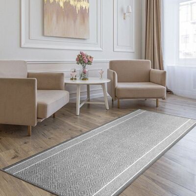KARAT Tapis sur mesure Olymp Tapis d’intérieur Motif losanges Argent 80 x 300 cm Gris - Publicité KARAT Tapis sur mesure Olymp Tapis d’intérieur Motif losanges Argent 80 x 300 cm Gris - Publicité