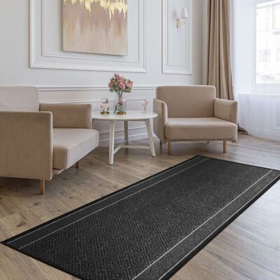 KARAT Tapis sur mesure Olymp Tapis d’intérieur Motif losanges Anthracite 80 x 300 cm Noir - Publicité KARAT Tapis sur mesure Olymp Tapis d’intérieur Motif losanges Anthracite 80 x 300 cm Noir - Publicité