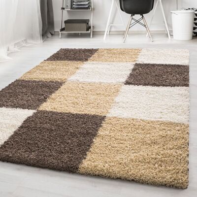 Carpetsale24 Tapis de Salon Shaggy à Poils Longs Beige Tapis 200 x 290 cm Design à Carreaux Doux et Moderne Beige - Publicité Carpetsale24 Tapis de Salon Shaggy à Poils Longs Beige Tapis 200 x 290 cm Design à Carreaux Doux et Moderne Beige - Publicité