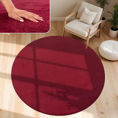 Paco Home Tapis De Salon Poils Ras Lavable Monochrome Style Moderne Rouge Rouge 120 cm rond Rouge - Publicité Paco Home Tapis De Salon Poils Ras Lavable Monochrome Style Moderne Rouge Rouge 120 cm rond Rouge - Publicité