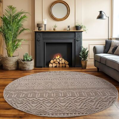 SIMPEX Tapis Salon Rond 200 cm Beige Design Vintage Bouclé Boucles Style Résistant Facile à Nettoyer Grand Tapis Chambre Beige - Publicité SIMPEX Tapis Salon Rond 200 cm Beige Design Vintage Bouclé Boucles Style Résistant Facile à Nettoyer Grand Tapis Chambre Beige - Publicité