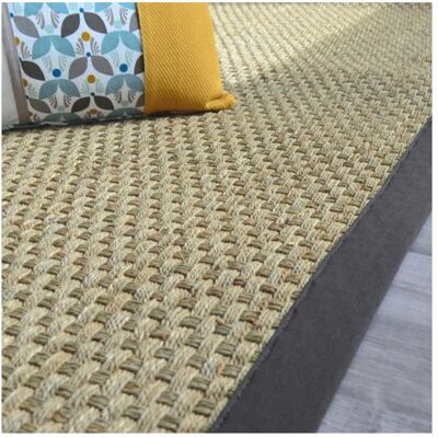 DECOWEB Tapis jonc de mer - Paro fin natté 4x4 - Ganse coton anthracite - 80 x 150 cm - Publicité DECOWEB Tapis jonc de mer - Paro fin natté 4x4 - Ganse coton anthracite - 80 x 150 cm - Publicité