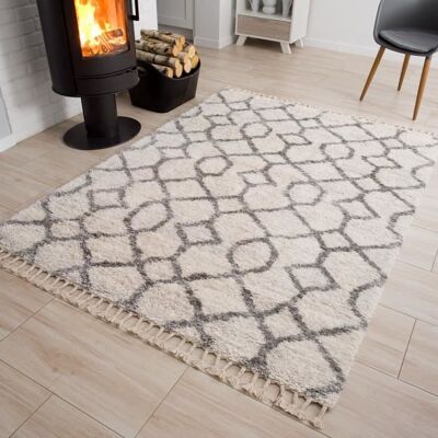TAPISO Tapis Salon Poils Longs VERSAY Gris Crème Berbère Polypropylène Intérieur 160x220 cm Gris - Publicité TAPISO Tapis Salon Poils Longs VERSAY Gris Crème Berbère Polypropylène Intérieur 160x220 cm Gris - Publicité