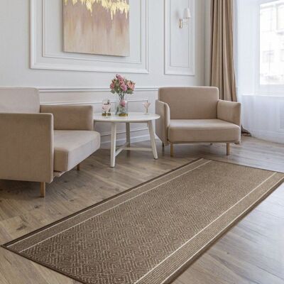 KARAT Tapis sur mesure Olymp Tapis d’intérieur Motif losanges Marron 80 x 300 cm Marron - Publicité KARAT Tapis sur mesure Olymp Tapis d’intérieur Motif losanges Marron 80 x 300 cm Marron - Publicité