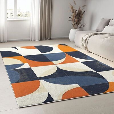 Generic Tapis Salon et Chambre Poils courts et denses Motif Géométrie Vintage Cercles Bleu et Orange 60 x 110 cm Lavable en machine Bleu - Publicité Generic Tapis Salon et Chambre Poils courts et denses Motif Géométrie Vintage Cercles Bleu et Orange 60 x 110 cm Lavable en machine Bleu - Publicité
