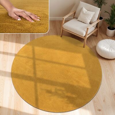 Paco Home Tapis De Salon Poils Ras Lavable Monochrome Style Moderne Jaune Moutarde Jaune Jaune 120 cm rond Jaune - Publicité Paco Home Tapis De Salon Poils Ras Lavable Monochrome Style Moderne Jaune Moutarde Jaune Jaune 120 cm rond Jaune - Publicité