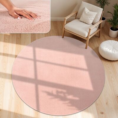 Paco Home Tapis De Salon Poils Ras Lavable Monochrome Style Moderne Rosa_Rose Rose 80 cm rond Rose - Publicité Paco Home Tapis De Salon Poils Ras Lavable Monochrome Style Moderne Rosa_Rose Rose 80 cm rond Rose - Publicité