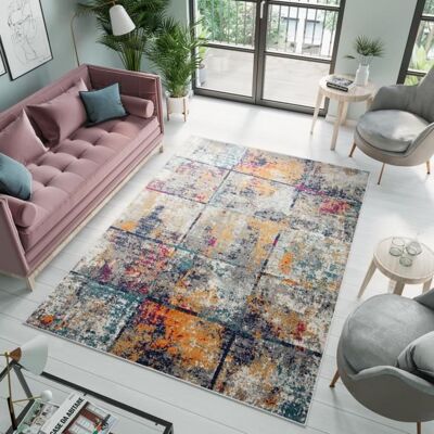 Tapiso Maya - blanc et noir géométrique mosaïque - 100x800 cm - tapis de couloir - Publicité Tapiso Maya - blanc et noir géométrique mosaïque - 100x800 cm - tapis de couloir - Publicité