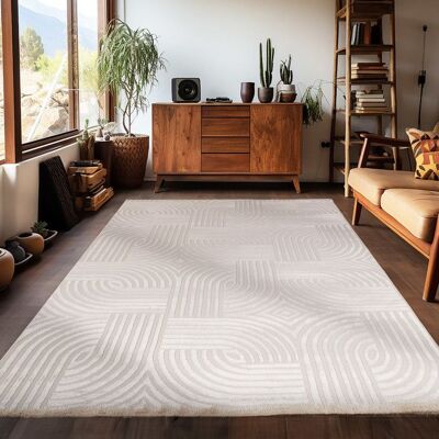 Carpetsale24 Tapis de Salon à Poils Courts Beige 160x230 cm design scandinave avec effet 3D Tapis doux pour salon ou chambre Beige - Publicité Carpetsale24 Tapis de Salon à Poils Courts Beige 160x230 cm design scandinave avec effet 3D Tapis doux pour salon ou chambre Beige - Publicité