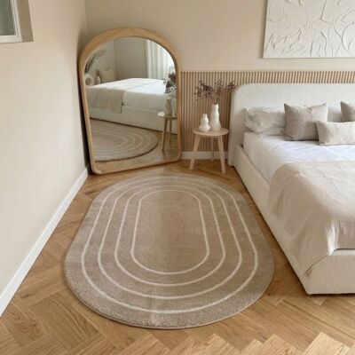 THE DECO FACTORY Tapis ovale à poils doux effet shaggy beige 120x170 Beige - Publicité THE DECO FACTORY Tapis ovale à poils doux effet shaggy beige 120x170 Beige - Publicité